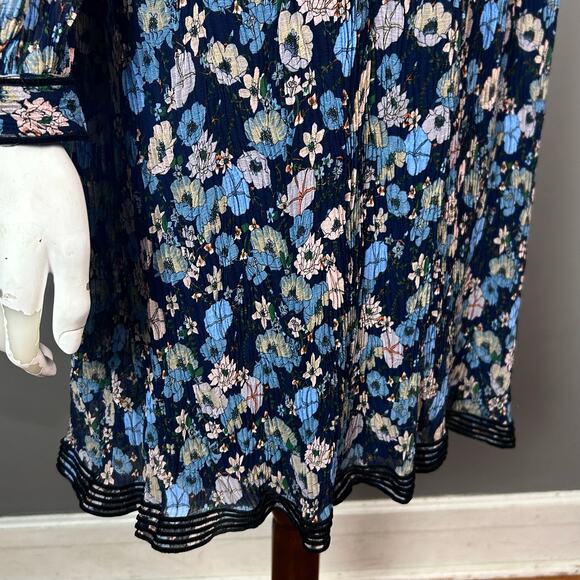 Tory Burch dress size 2 midi floral lagenlook ruffle sheer mock neck feminine - Picture 11 of 16